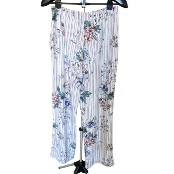Anthropologie Greylin Wide Leg Pants Lined Stripes Floral Style KP5523A Size Med - Picture 2 of 15